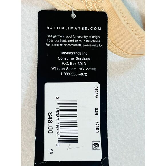 NWT Bali Minimizer Bra 42DDD Nude Satin Underwire Soft Cup Passion For Comfort - Picture 3 of 7